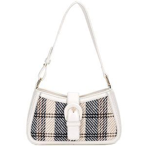 Contrast Color Plaid Striped Saddle Crossbody Shoulder Underarm V :)